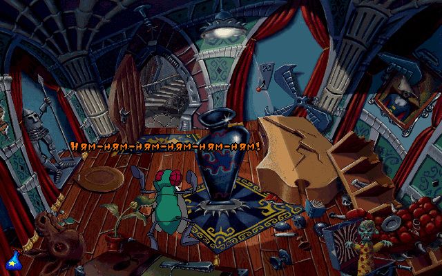 Бланк в костюме мухи дразнит растение ToonStruck - Офис Нефариуса (Замок Нефариуса)