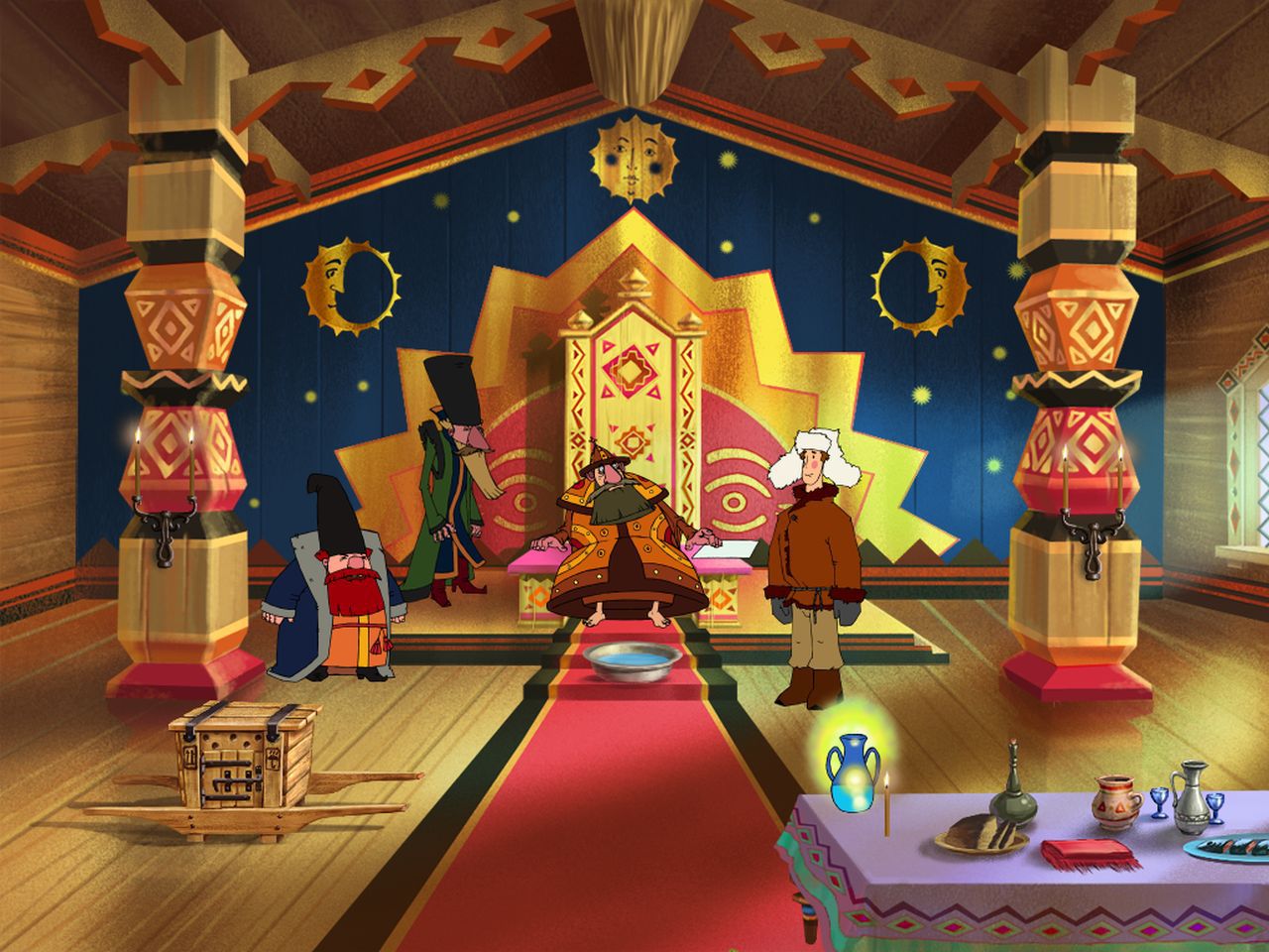 Screenshot из игры Иван Царевич и Серый волк - локация Царские покои (уровень 1) Фрол сделал оптическую обманку для царя