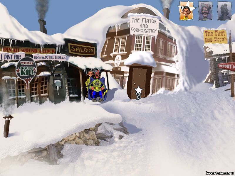 Городская площать на Аляске Screenshot из игры Петька 3: Возвращение Аляски