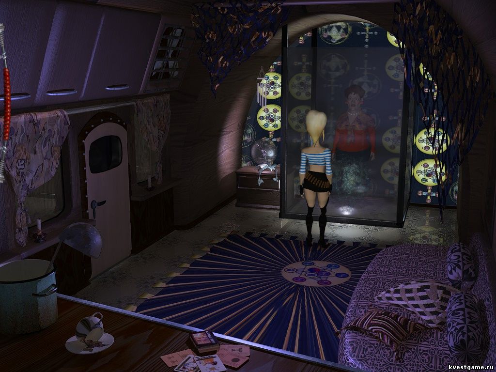 Анка в доме на колесах Screenshot из игры Петька 6 - локация В трейлере (уровень 2)