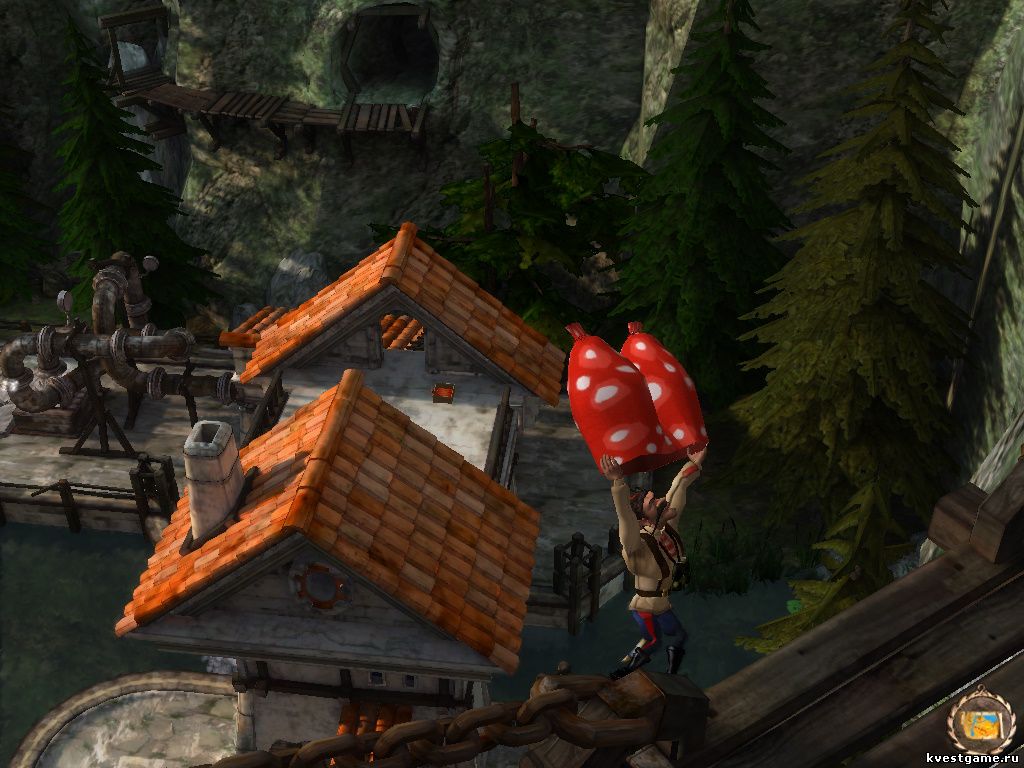 Трусы-парашут Screenshot из игры Петька 8 - локация Мост над ущельем (уровень 7)