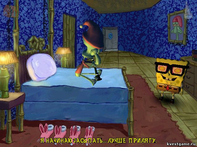 Screenshot из игры Губка Боб: Работник месяца - локация спальня соседа (уровень 3)